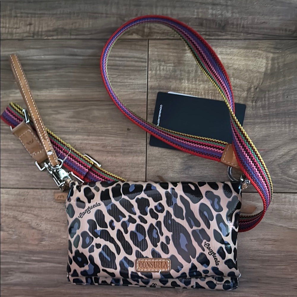 Consuela Leopard Print Crossbody Bag - Brown and Black